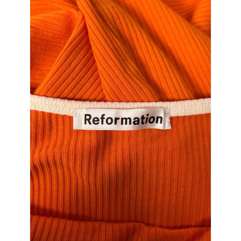Reformation Lilou Dress Medium Womens Orange Knit Waist Cut Outs Midi - Picture 7 of 8